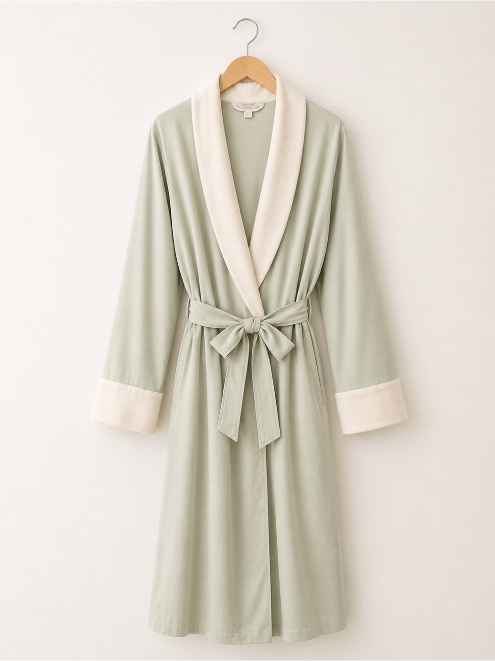 Vintage Nordstrom Luxury Microfiber Spa Robe Sage Green & Off White Women’s XL